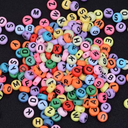 7mm Mixed Letter Acrylic Beads Black White Round Flat Alphabet Spacer Beads For Jewelry Making Handmade DIY Bracelet Necklace
