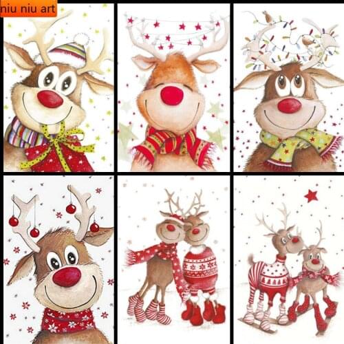 Diamond Painting Cartoon Cross Stitch Kits Diamond Embroidery Deer Mosaic Art Christmas Pictures Home Decoration