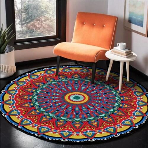 Large Area Carpets for Living Room Color Mandala Flower Pattern Round Carpet Rugs for Children Rooms Bedroom Decor
