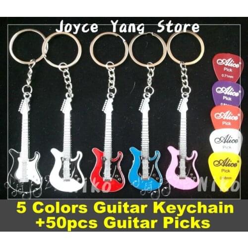 ST Style Electric Guitar Keychain(5 Colors)+50pcs Acoustic Electric Guitar Picks Plectrums Free Shipping