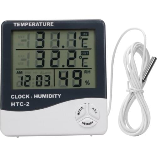 With Alarm Clock Digital LCD Thermometer Hygrometer Temperature Humidity Meter Electronic Indoor Outdoor Weather Tester