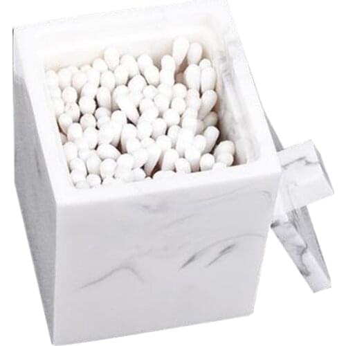 Resin Marble Texture Pattern Bathroom Accessories Cotton Swab Holder