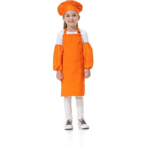 Childrens Pure Cotton Apron With Sleeves Solid Color Smock Baby Painting Eating Clothing Kids Drawing Overalls Print Logo