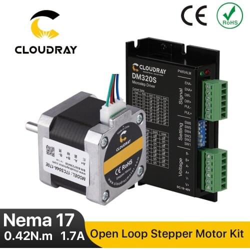 Cloudray Nema 17 Stepper Motor Driver Kit Open Loop 0.42N.m 1.7A Driver 0.3A-2.2A 18-40VDC for 3D Printer CNC XYZ