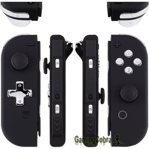 EXtremeRate Chrome Silver D-pad ABXY Keys SR SL L R ZR ZL Trigger Buttons Springs Full Set Fix Kits for Nintendo Switch Joycon