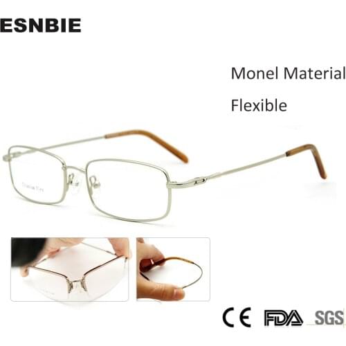 ESNBIE Monel Men Glasses Frame Titanium Flex Memory Prescription Glasses armacao para oculos de grau Eyewear Frame Nerd