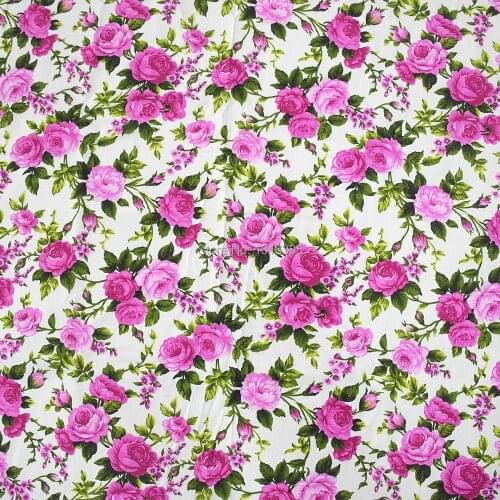 Hot sale 1.5 meter Width pink rose printed 100% cotton Poplin fabric for dress European standard