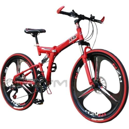 24 Inch/26 Inch Mountain Bike 21 Speed Folding Mountain Bicycle Double Disc Brake Carbon steel Frame Bike Suitable For Adults