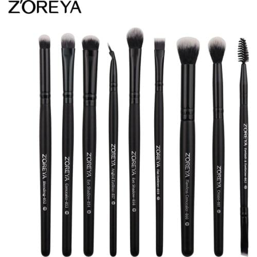 ZOREYA 9pcs Eye Makeup Brushes Concealer Eye Shadow Eyeliner shadow Blending Makeup Brush Set Classic Popular Model