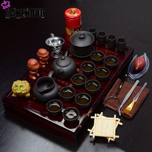 Chinese Kung Fu Tea Set Set Solid Wood Tea Set Service Tray Ceramic Kung Fu Tea Set Tea Ceremony Accessories Business Gifts