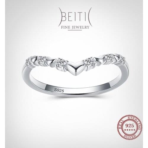 Beitil Shining Zircon Water Drop Shape Rings for Women Fashion 925 Sterling Silver Simple Stackable Ring Fine Jewelry