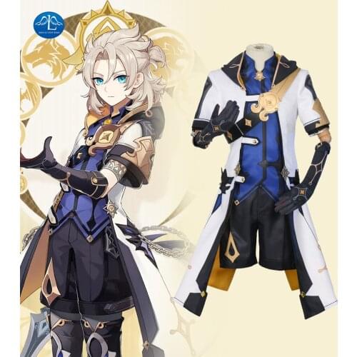 Game Genshin Impact Albedo Cosplay Costume Suit Uniform Halloween Outfit For Men Custom Made Free Shipping