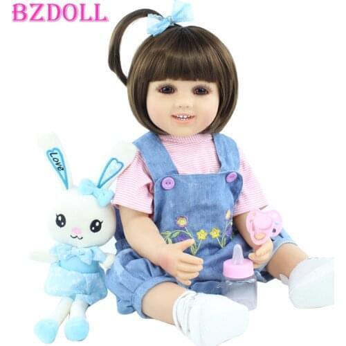 55 CM 60 CM Cute Full Silicone Reborn Toddler Doll Toys For Girl Lifelike Princess Babies Dress Up Boneca Kid Birthday Gift