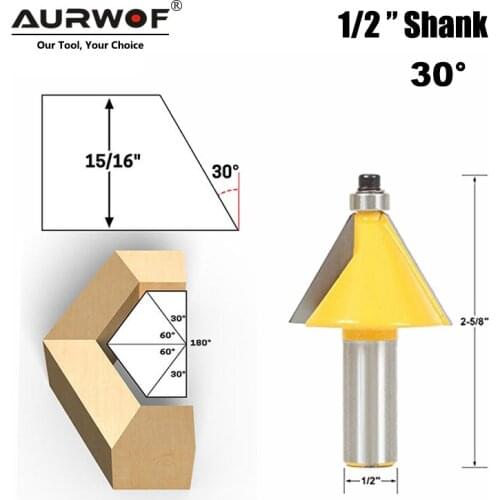 LAVIE 1pc 1/2" 12.7mm 30 Degree Chamfer Bevel Edging Milling Cutter Bevel Knife Woodworking Router Bit for Wood Cutters MC03063