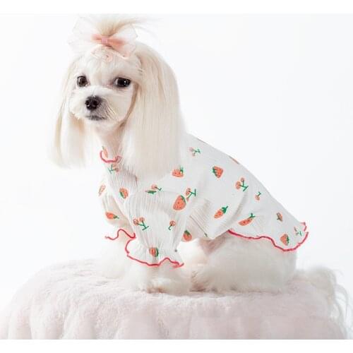 Cute Strawberry Dog T-shirt Cotton Dog Clothes Cat Puppy Pet Clothing Shirt Chihuahua Yorkie Pomeranian Schnauzer Poodle Costume