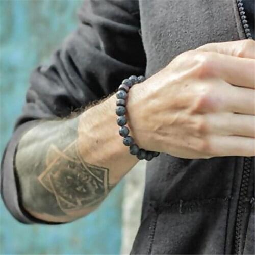 Stone rosary bracelet/beads/lava/natural/homme/fashion/bangles Bracelet Men Wooden beads Accessorie Jewelry male Valentine Gift