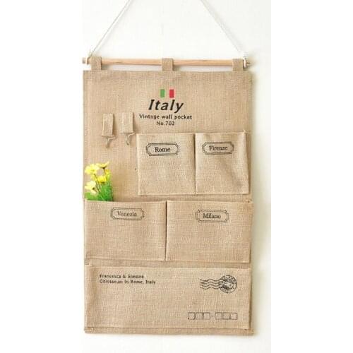 Wall Decorative Hanging Bag, Jute Italy Five Bags Of Sundry Storage Hanging Bag