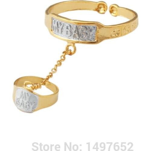 New Arrival Two Colors Bangles & Bracelets For Kids Gold Color MY BABY For Kid Baby Lovely Jewelry ,Bracelet With Ring