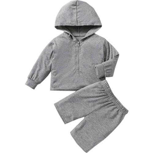 Citgeett Autumn Kids Girls Clothes Sets Solid Casual Long Sleeve Hooded Zipper Jacket Tops Shorts Suit