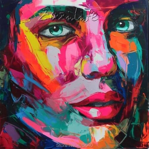 Palette knife painting portrait Palette knife Face Oil painting Impasto figure on canvas Hand painted Francoise Nielly 15-37