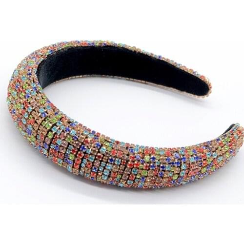 Q Girls Baroque Full Crystal Hair Bands For Women Ladies Luxury Shiny Padded Diamond Headband Hair Hoop Fashion Hair Accessories