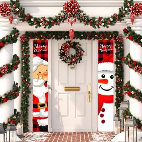 QIFU Welcome Merry Christmas Hanging Door Banner Ornaments Christmas Decorations for Home Outdoor Xmas Decor New Year Natal
