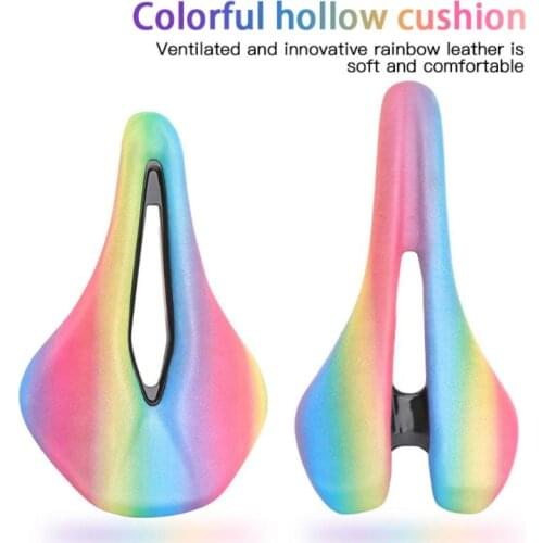 MEROCA Bicycle Seat Saddle MTB Road Bike Saddles Mountain Bike Racing Saddle Comfortable Breathable Soft Rainbow Seat Cushion