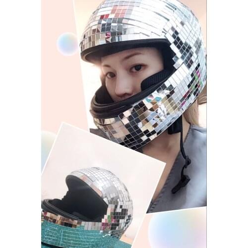Sexy Female mirror helmet mask Mirror glass metallic girl man Cosplay entertainment performance show