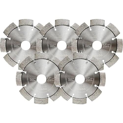 SHDIATOOL 5pcs/pk 4.5" Laser Welded Diamond Saw Blade Arrayed Diamond Cutting Disc Hard material Diamond wheel hard granite