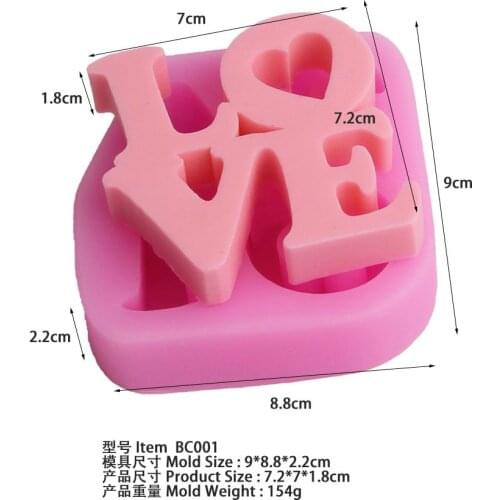 Love Silicone Mold Wedding Decoration Fondant Mold Cake Decor Mold Plaster Aroma Mold Chocolate Mold