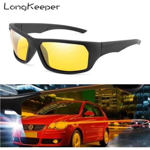 LongKeeper Night Vision Sunglasses Men Women Polarized Yellow Lens Driving Goggles New Anti-glare Sun glass Gafas de sol UV400