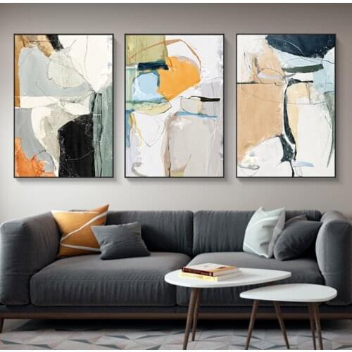 Modern Nordic Abstract Geometric Lines Poster Picture Canvas Wall Art Luxury Living Room Home Decoration Painting Frameless