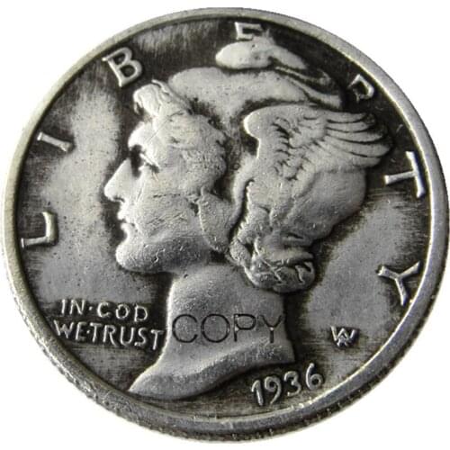 US Mercury Dime 1936 P/S/D Silver Plated Copy Coins