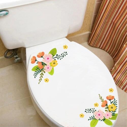 DIY Painted Style Colorful Flowers Wall Stickers Decorative Stickers Toilet Stickers Bathroom Home Decoration Wall Decals Girls