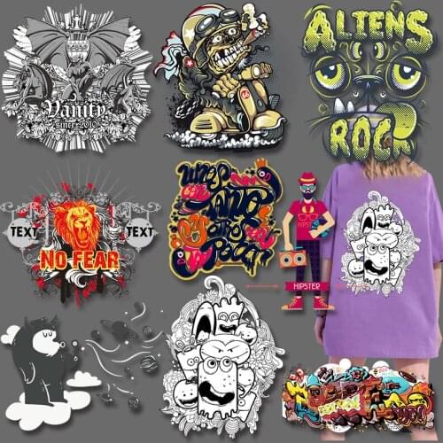 Cartoon animal alphabet pattern Heat Transfer for Clothing Printed Stickers Printed Decoration Washable Iron on patches