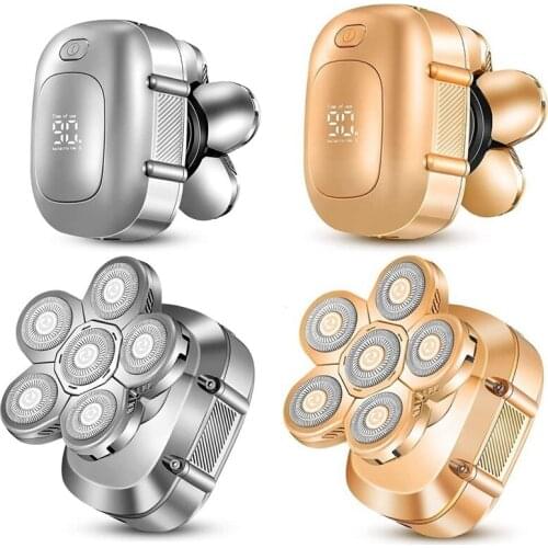 Waterproof shaving machine rechargeable beard bald electric shaver for men body hair trimmer grooming electric razor six blade