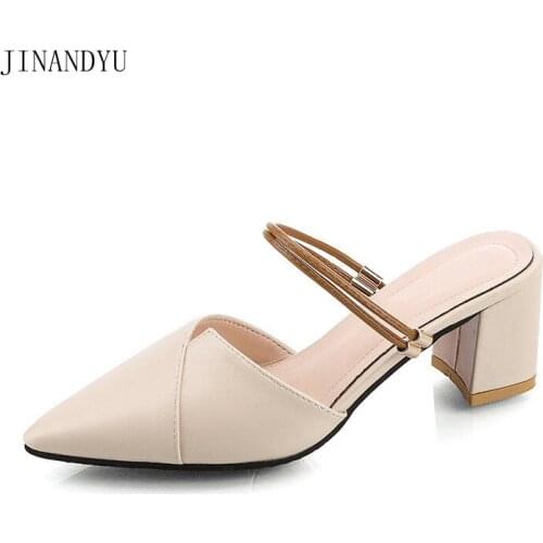 Pointed Toe High Heel Sandals for Ladies Leather Slippers 2021 Fashion Women High Heel Slippers Pumps Hot Sale Ladies Sandle