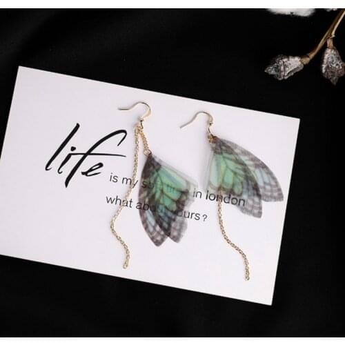 Womens Earring Drop Earring Drop Earrings Crystal Golden Handmade Earring Jewelry Fairy Tale Cicada Wings Rhinestone Geometric