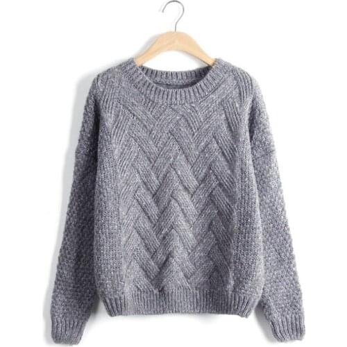 2021 Women Pullover Female Casual Sweater Plaid O-neck Long Sleeve Mohair Sweater Autumn And Winter Style