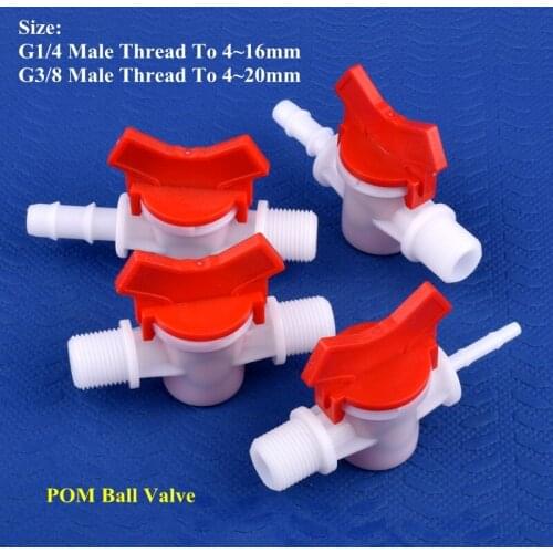 1~50pcs G1/4" G3/8" To 4~16mm POM Ball Valve Drip Watering Irrigation Hose Joint Aquarium Tank Air Pump Garden Water Pipe Valve