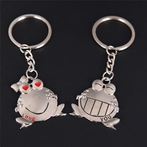 1 Pair Love You Big Mouth Frog Key Ring Keyholder Valentines Day Gift Romantic Lovers Couple Keyring Keychain