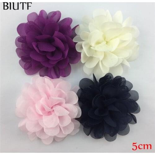 10Pcs/Lot Girl 5cm Artificial Chiffon Flowers with/without Hair Clip Headwear DIY Accessories Wedding Headdress Decor TH50