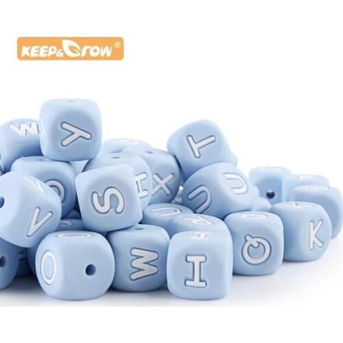Keep&Grow 100pcs Baby Silicone 12mm Letter Beads Rodent Beads Alphabet Perle Silicone Newborn Molars Teether Pacifier Chain Toys