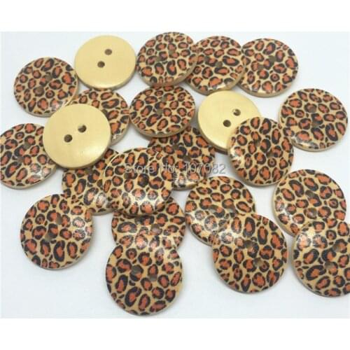 1000pcs 18mm Natural Leopard Painted Round Wooden Buttons Sewing 2 Holes Garment Accessories Button Crafts