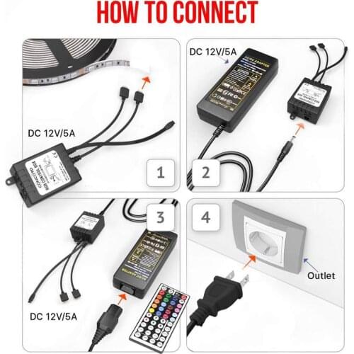 32.8ft 300LEDs SMD 5050 RGB, 44 Key Remote Controller Upgraded 2019 LED Strip Lights Kit, 2-Pack x 5M w/Extra Adhesive 3M jk395