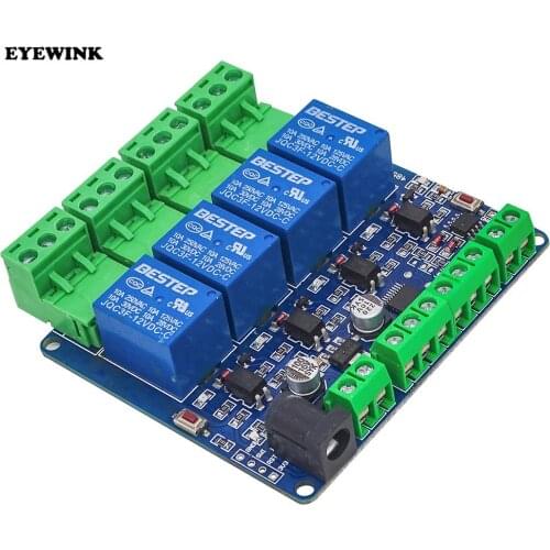 Modbus RTU 4 relay module four input optocoupler isolation RS485 communication microcontroller