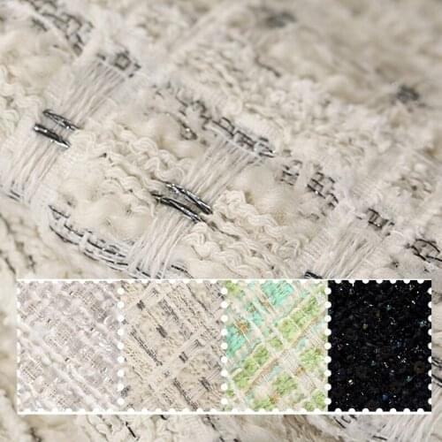 4 Patterns! White Green Black Knitted Tweed Polyester Fabric for Autumn and Winter Clothes Jacket DE1370