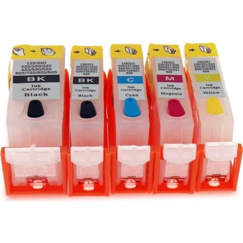 5 Colors BGI-325 BLI-326 Refillable Ink Cartridges for Canon PIXUS MG5230 MG5330 MG5130 MG6130 MG8130 MG6230 MG8230 with Chips