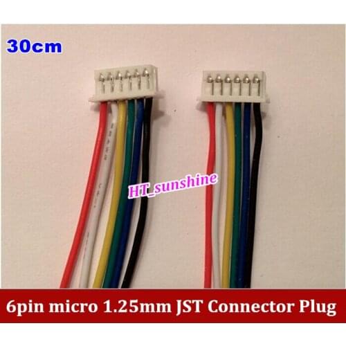 50PCS Free Shipping Micro JST 1.25mm Spacing 6-Pin Connector plug 6pin Connector w. Wire 28AWG 30CM