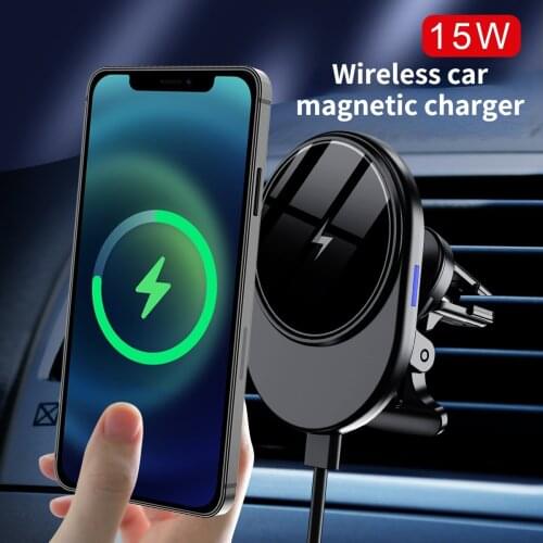 15W Magnetic Wireless Car Charger Mount For Magsafe iPhone 12 Pro Max Magsafing Fast Charging Wireless Charger Car Phone Holder